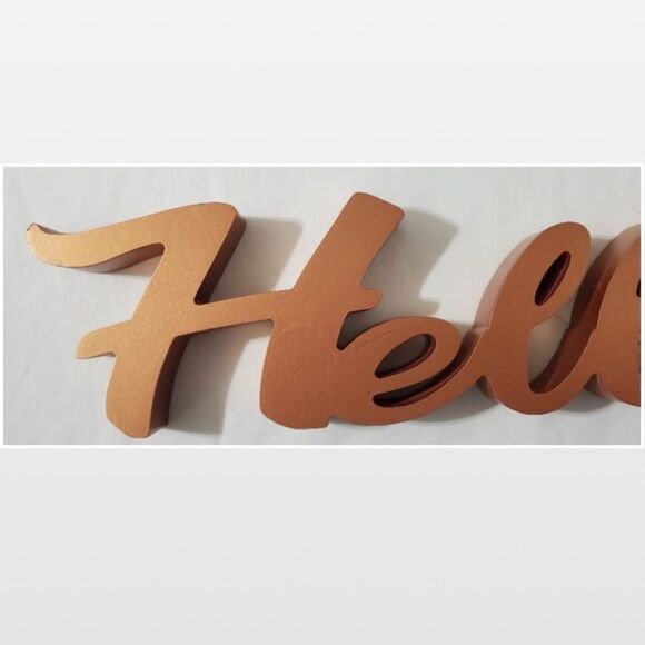 New Gold Hello Decorative Home Sign - Picture 2 of 11